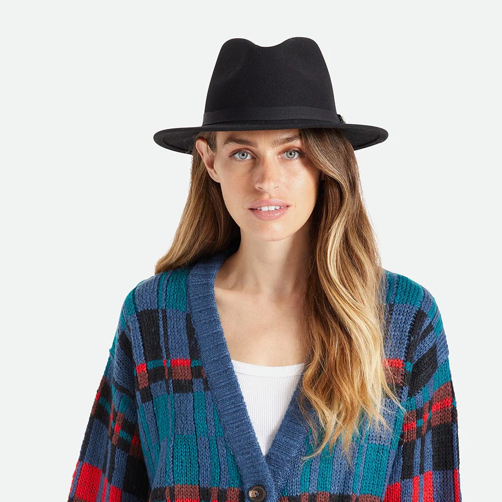 Brixton Messer Packbarer Fedora Hut aus Wollfilz - Schwarz - Image 8