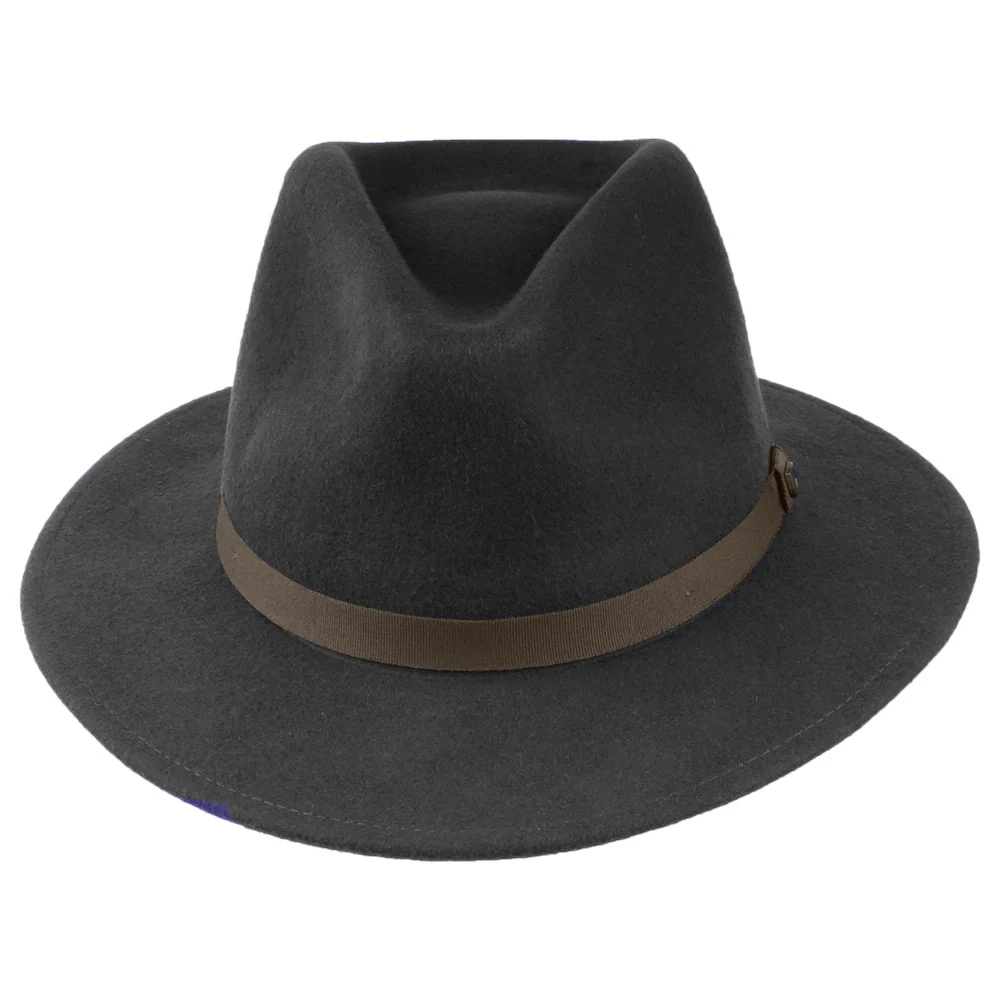Brixton Messer Packbarer Fedora Hut aus Wollfilz - Verwaschenes Schwarz-Braun - Image 3