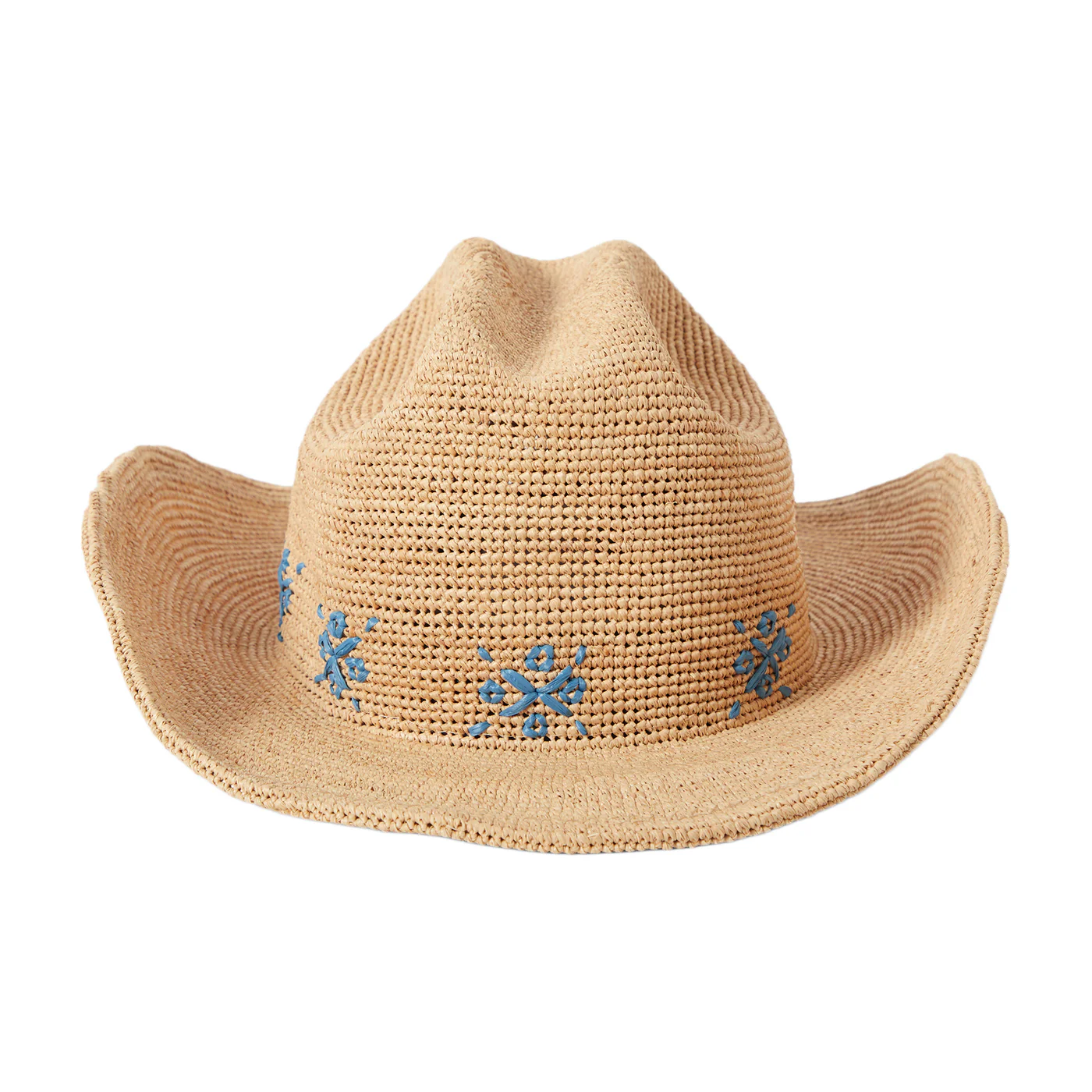 Brixton Odessa Gehäkelter Cowboy Hut aus Raffia Stroh - Hellbraun-Blau - Image 2