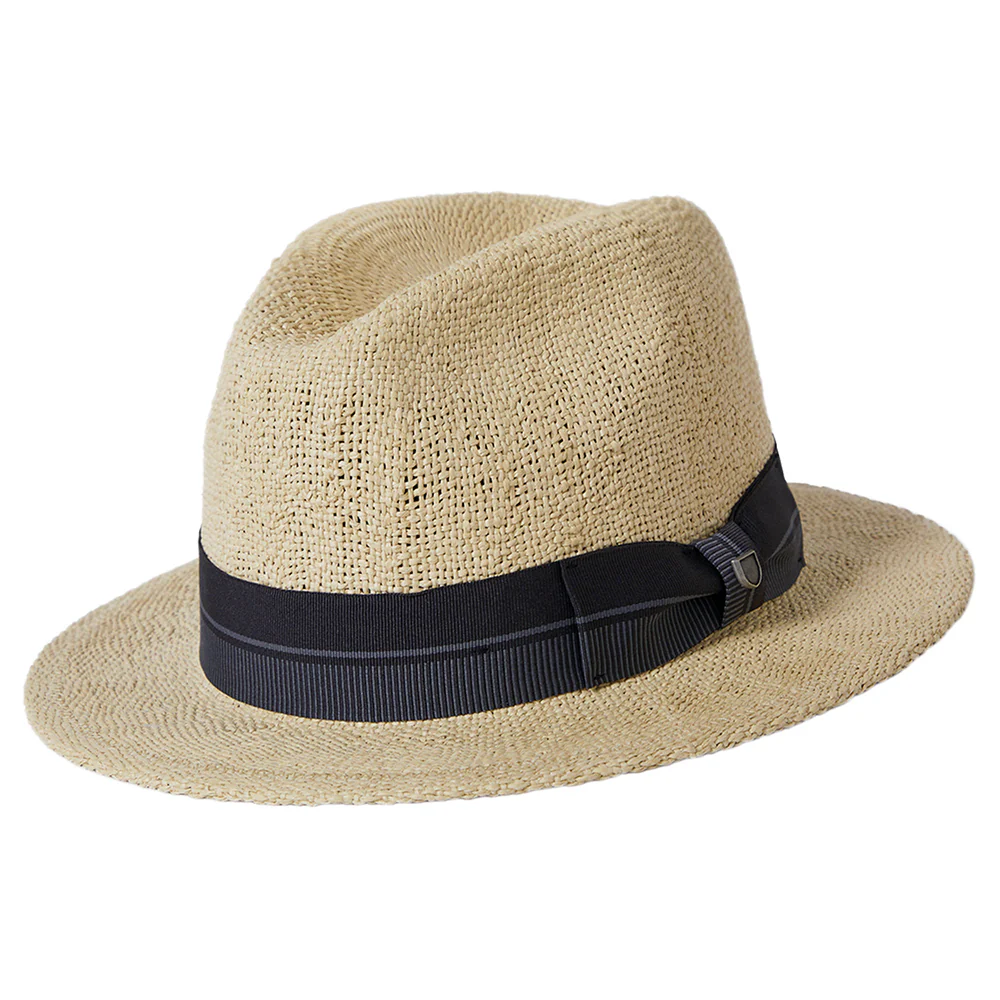 Brixton Roma Fedora Hut aus Toyo Stroh - Natur-Schwarz