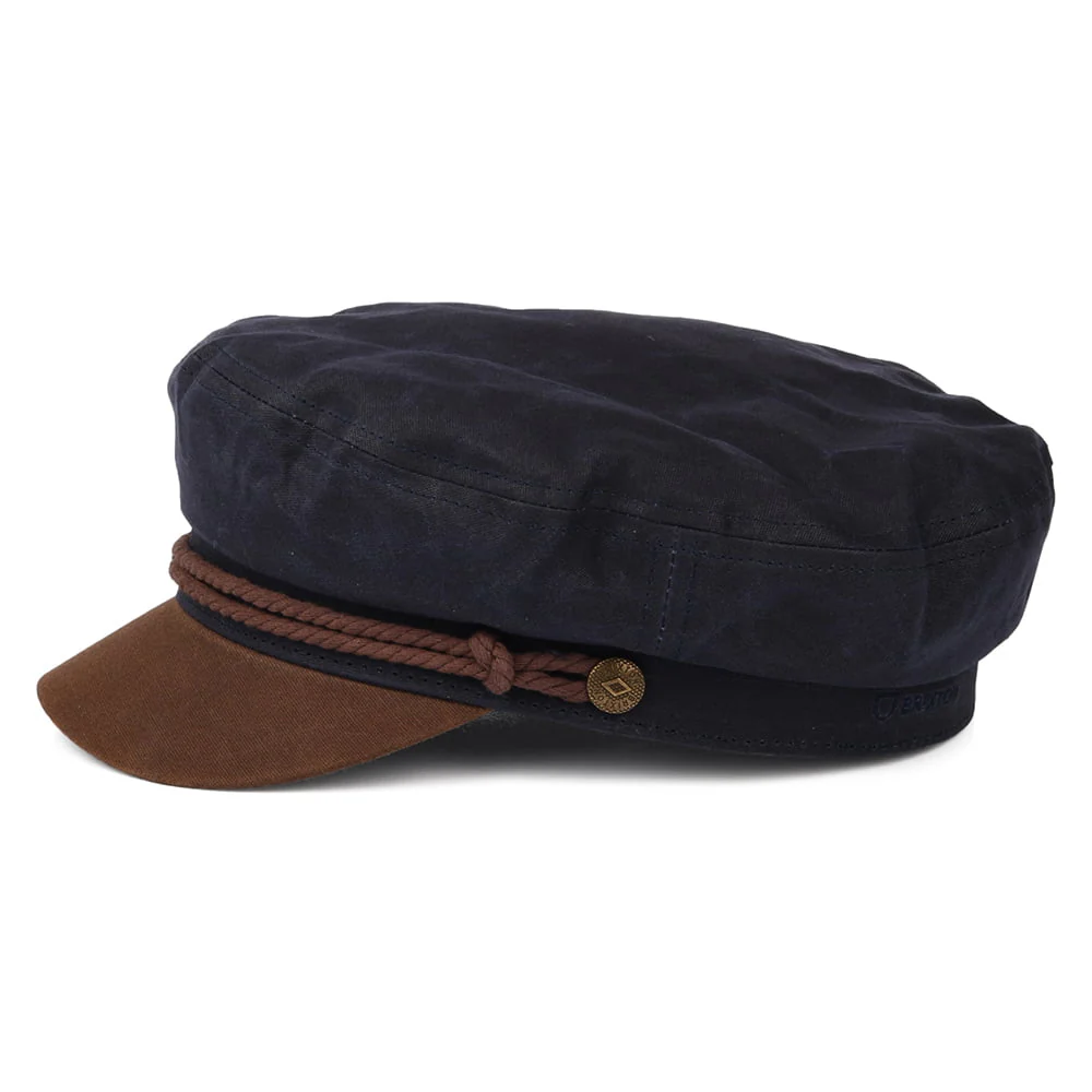 Brixton Schiffermütze aus gewachster Baumwolle - Marineblau-Braun - Image 3