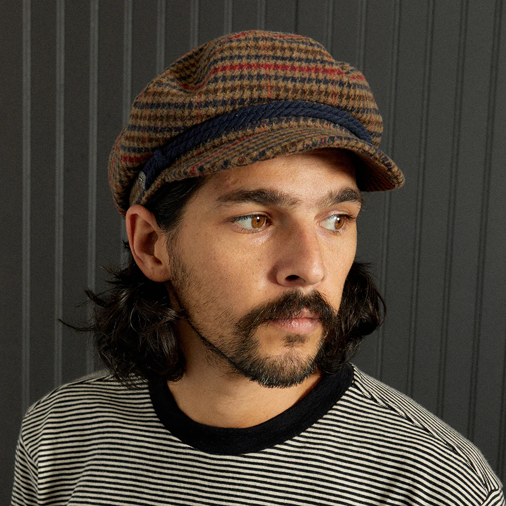Brixton Schiffermütze Houndstooth - Hellbraun-Marineblau - Image 4