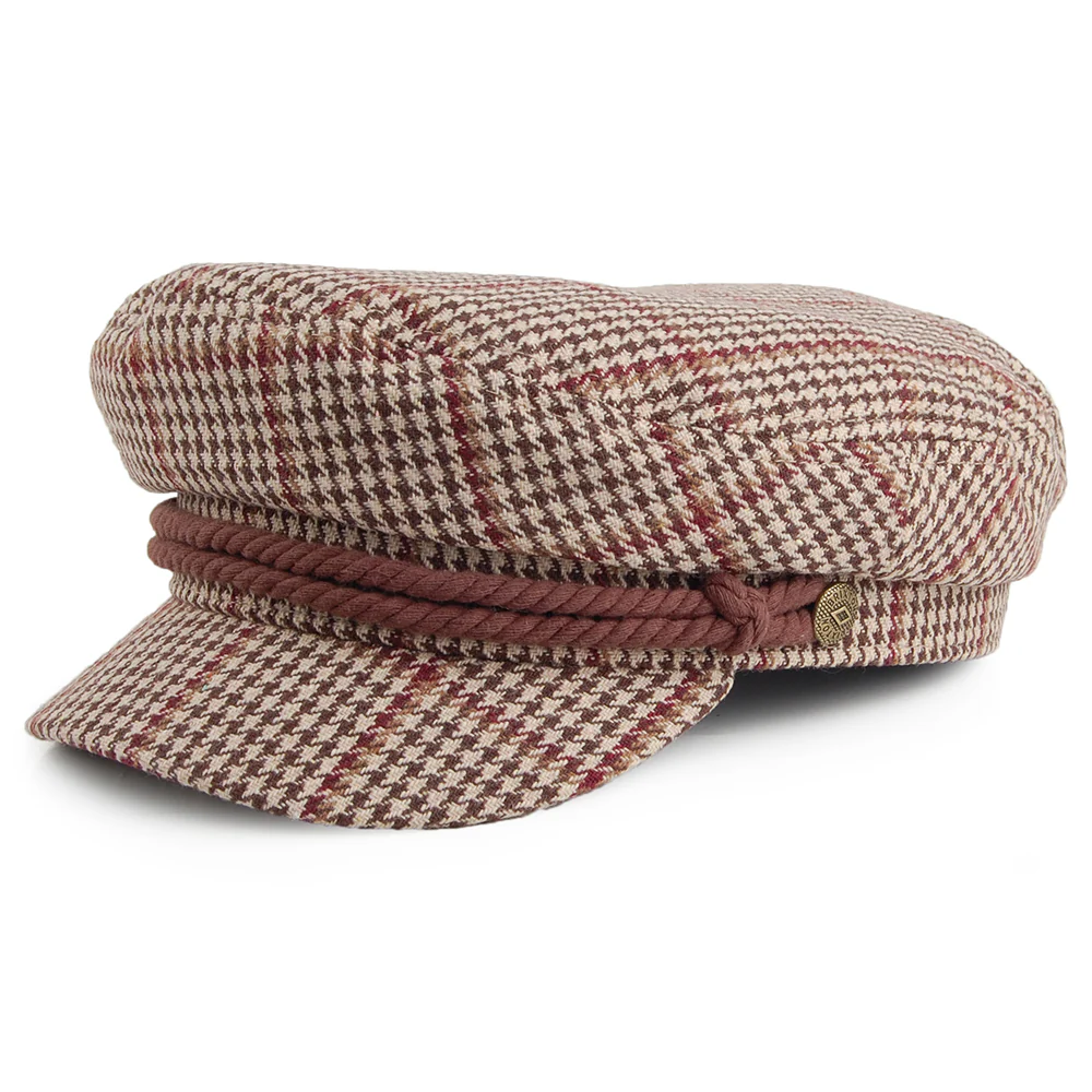 Brixton Schiffermütze Houndstooth - Khaki-Braun