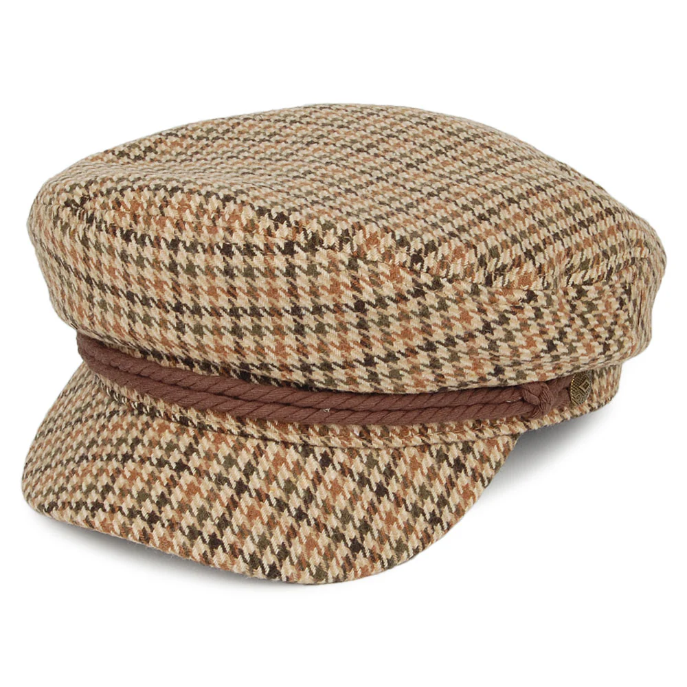 Brixton Schiffermütze Houndstooth - Khaki-Multi