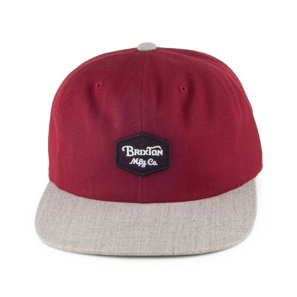 Brixton Trig Snapback Cap - Burgunderrot-Grau - Image 2