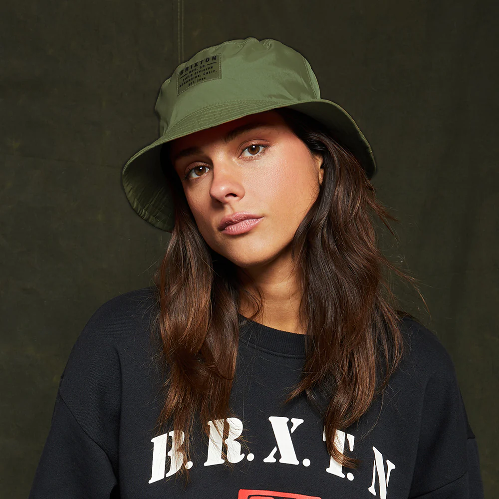 Brixton Vintage Knautschbarer Fischerhut aus Nylon - Olivgrün - Image 4