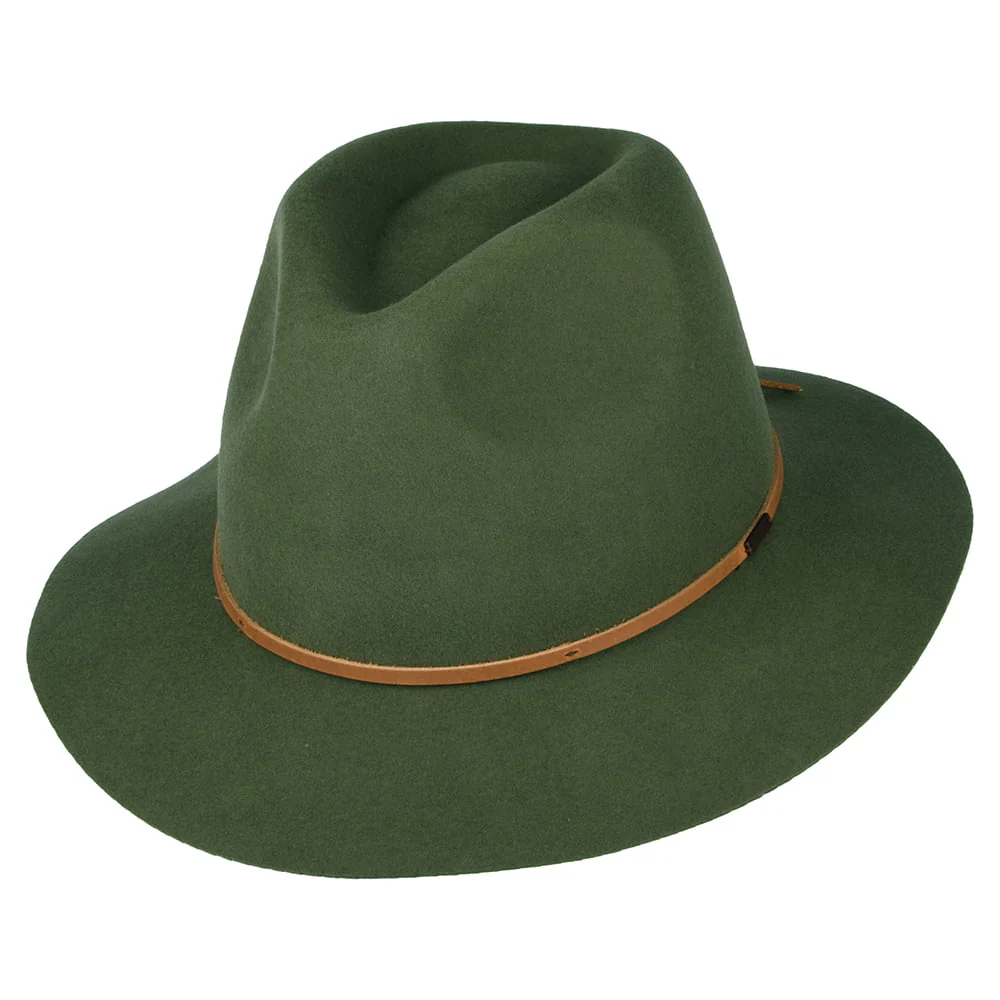 Brixton Wesley Fedora Hut aus Wollfilz - Olivgrün