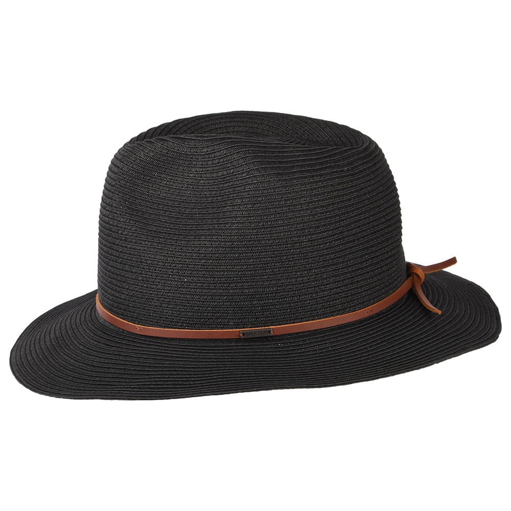 Brixton Wesley Packbarer Fedora Hut aus Stroh - Schwarz - Image 2