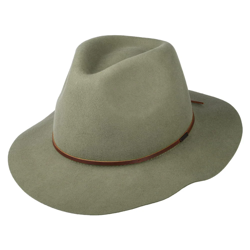 Brixton Wesley Packbarer Fedora Hut aus Wollfilz - Helles Salbeigrün