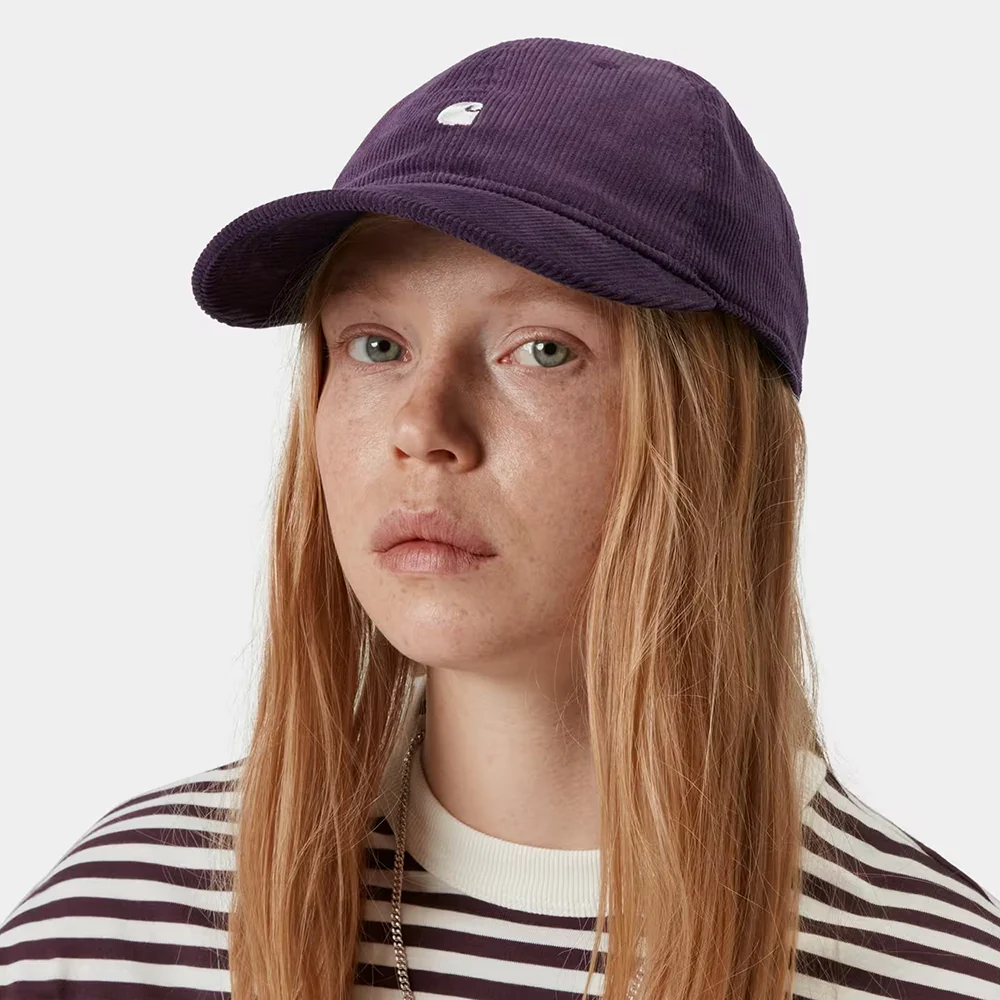 Carhartt WIP Harlem Kord Baseball Cap - Lila-Weiß - Image 4
