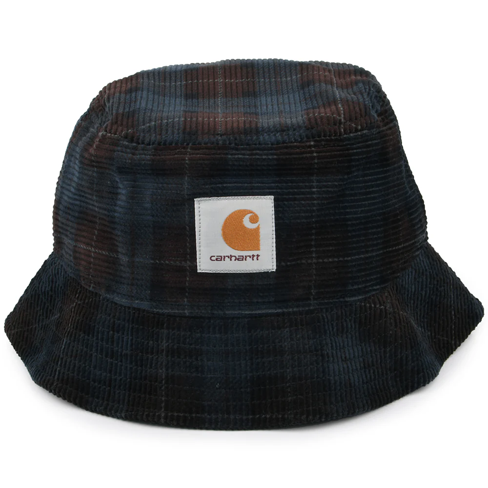 Carhartt WIP Kord Fischerhut mit Karomuster - Marineblau-Braun - Image 2