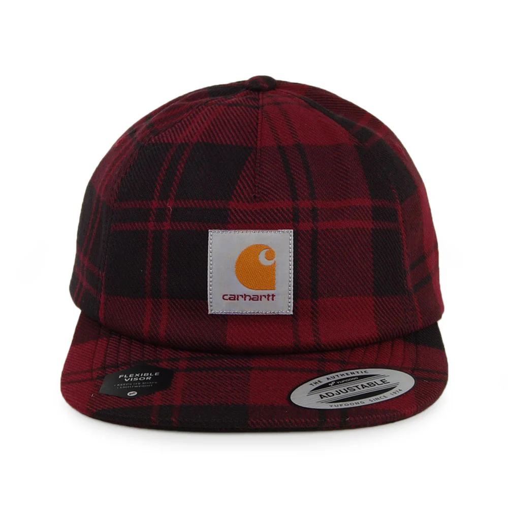 Carhartt WIP Pulford Check Unstrukturierte Strapback Cap aus Baumwoll-Twill - Burgunderrot-Schwarz - Image 2