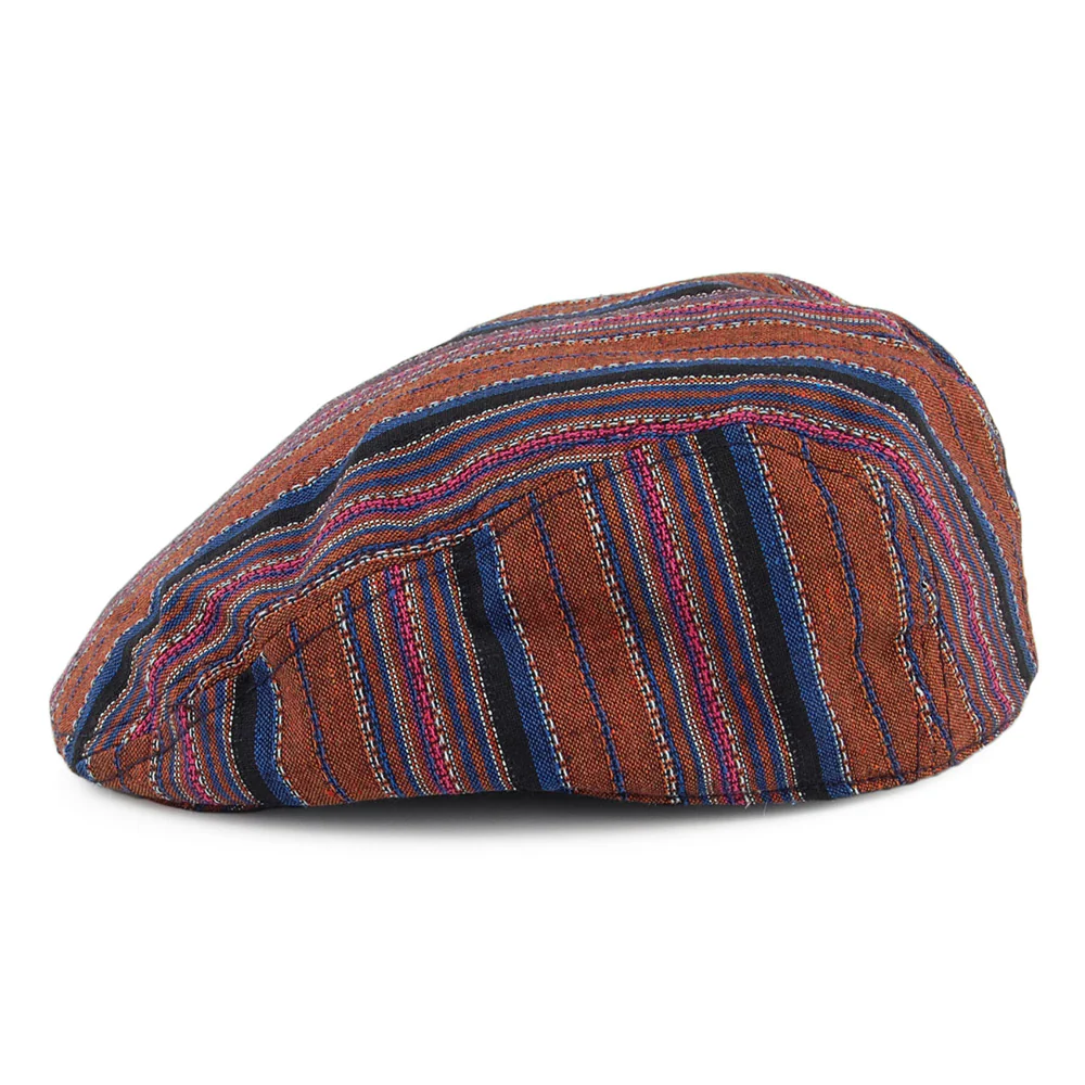 Carlos Santana Antigua Schiebermütze gestreift aus Baumwolle - Braun-Blau - Image 3