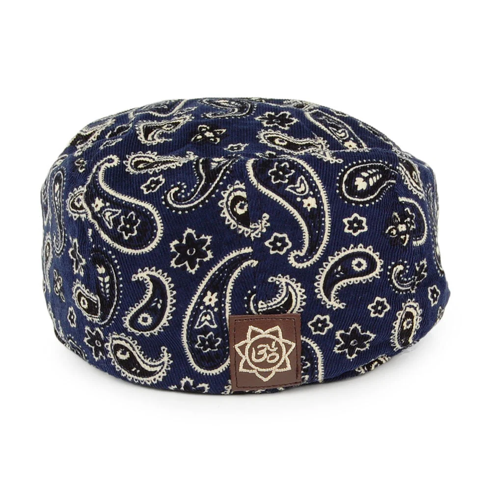 Carlos Santana Fantasie Paisleymuster Kord Schiebermütze aus Baumwolle - Marineblau-Multi - Image 3