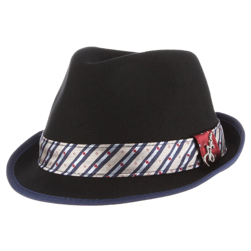 Carlos Santana Notes Knautschbarer Trilby Hut aus Wollfilz - Schwarz