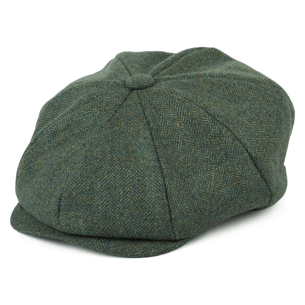 Christys 8-teilige Lovat Teviot Tweed Ballonmütze - Waldgrün