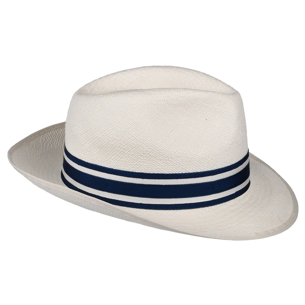 Christys Ascot Striatus Preset Panama Fedora Hut mit gestreiftem Band - Perlweiß - Image 4