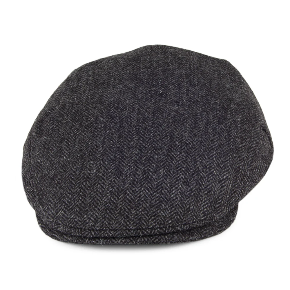 Christys Balmoral Country Tweed Schiebermütze mit Fischgrätmuster - Schwarz-Grau - Image 2
