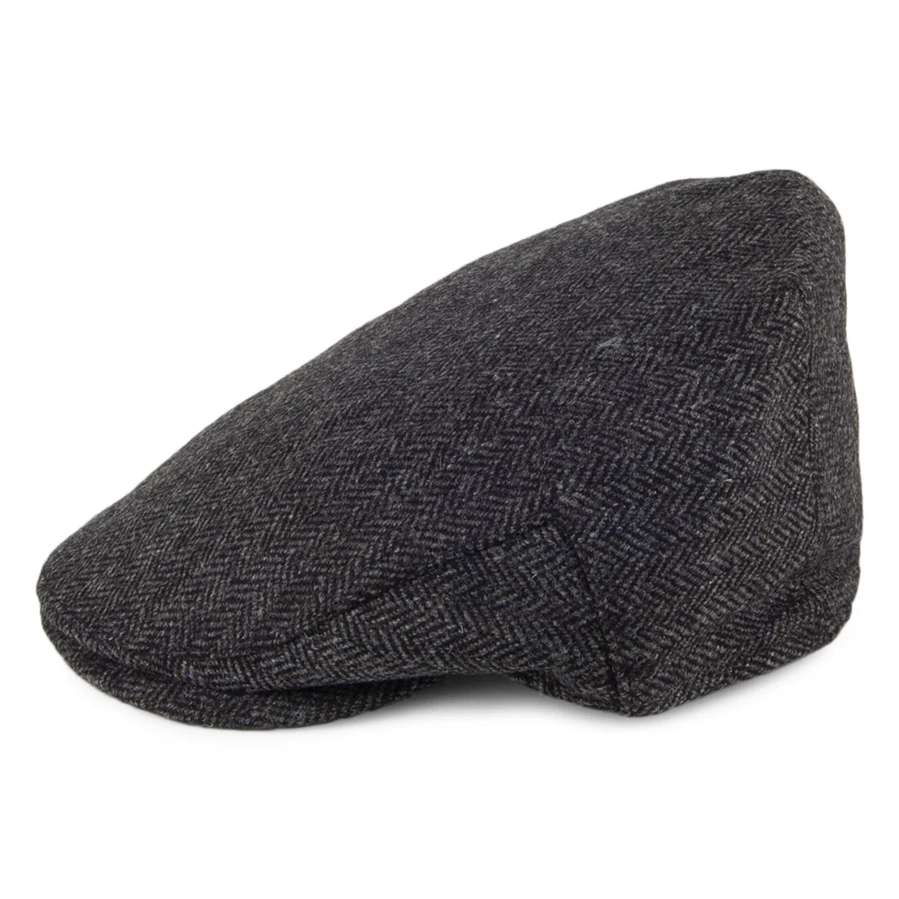 Christys Balmoral Country Tweed Schiebermütze mit Fischgrätmuster - Schwarz-Grau - Image 3