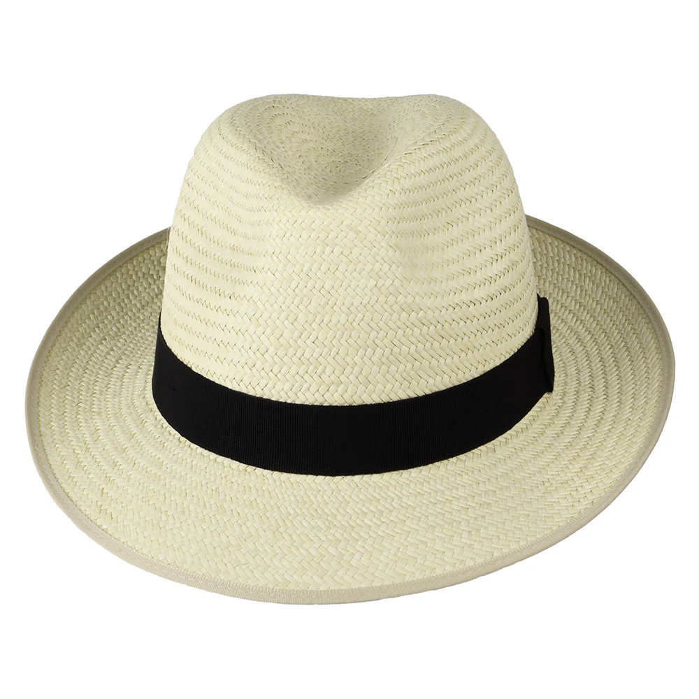 Christys Bexley Panama Fedora Hut mit schwarzem Hutband - Semi-Gebleicht - Image 3