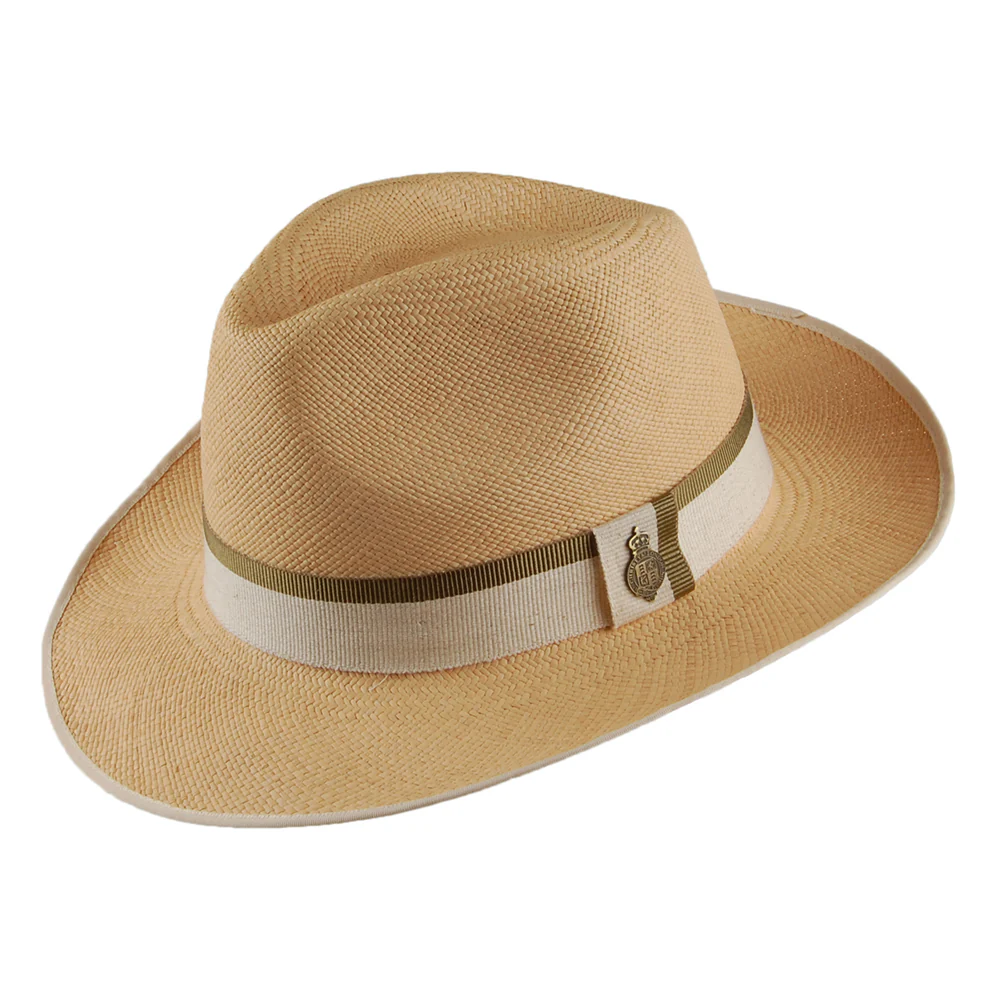 Christys Classic Preset Panama Fedora Hut mit Khaki Hutband - Natur