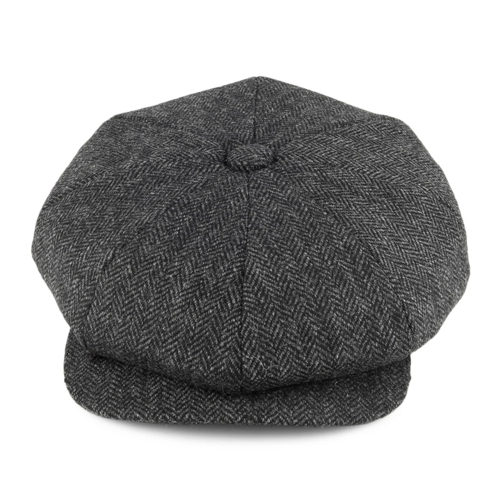 Christys Country Tweed Tweed Ballonmütze mit Fischgrätmuster - Anthrazit - Image 2
