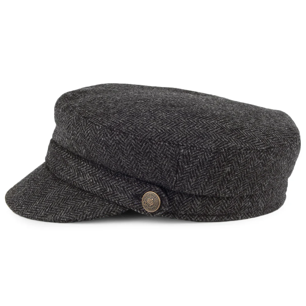 Christys Country Tweed Schiffermütze in Fischgrätmuster - Anthrazit - Image 2
