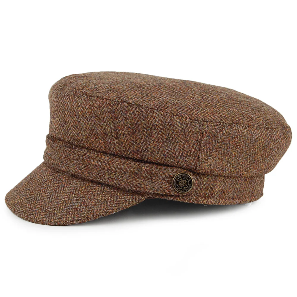 Christys Fischgrätenmuster Tweed Schiffermütze - Kamel - Image 3