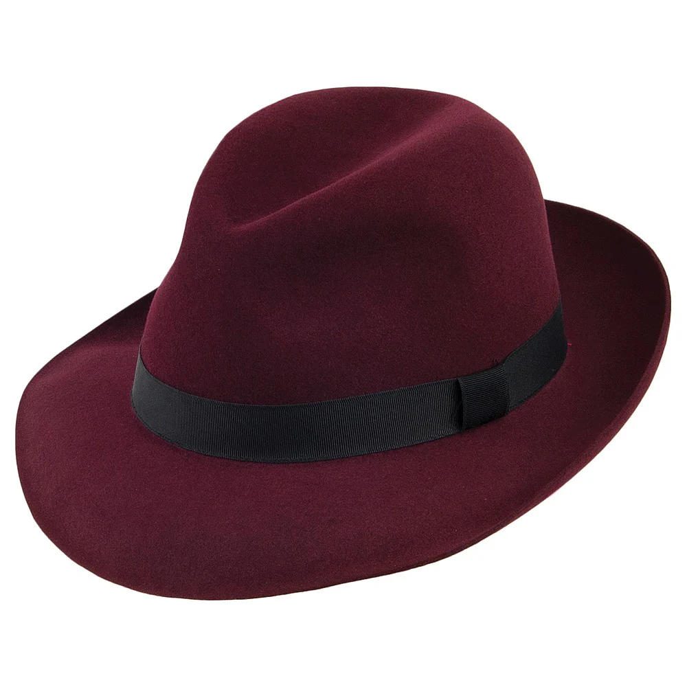 Christys Foldaway Fedora Hut aus Haarfilz - Weinrot
