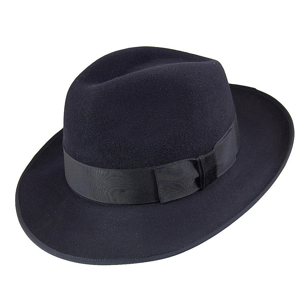 Christys Unisex Gangster Fedora Hut aus Haarfilz - Marineblau
