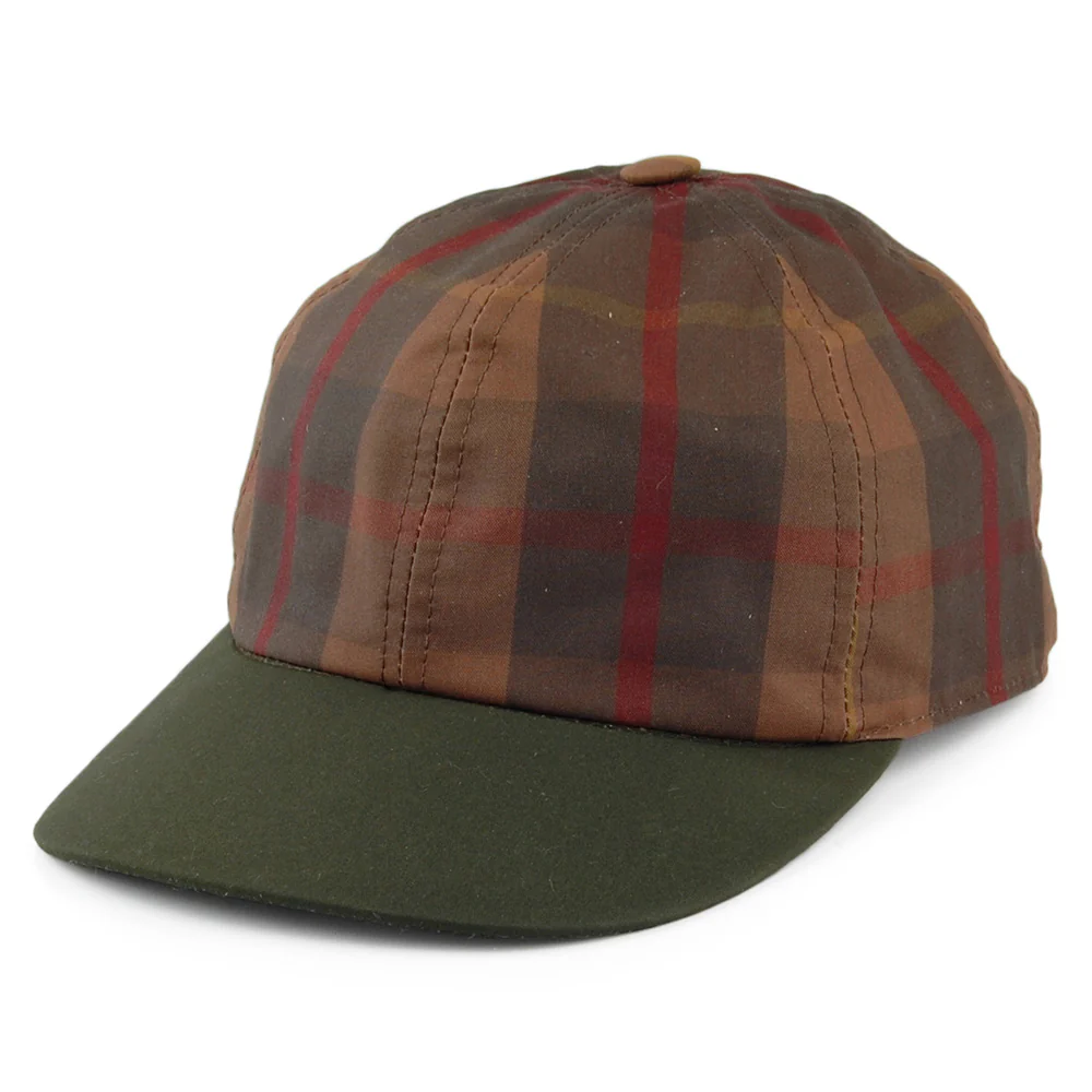 City Sport British Millerain Baseball Cap aus gewachster Baumwolle - Braun-Olivgrün
