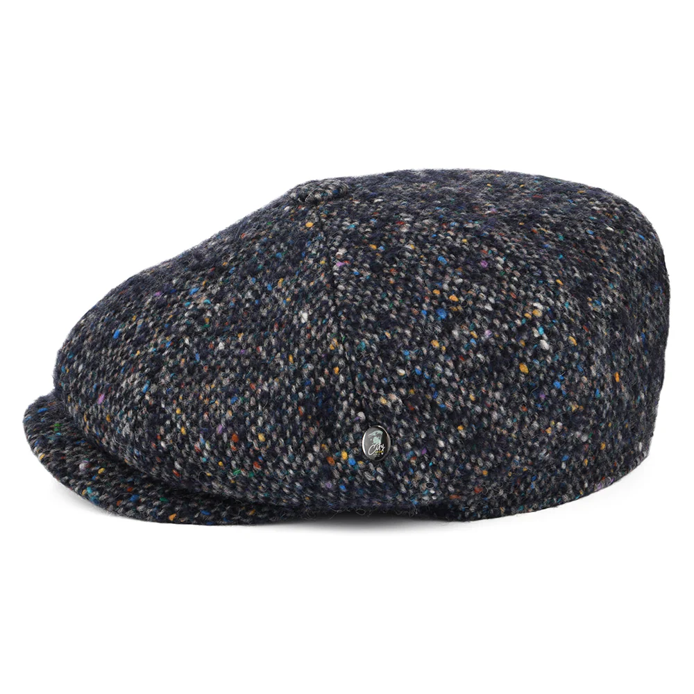 City Sport Deep Fit Donegal Tweed Ballonmütze Marl - Marineblau-Multi - Image 3