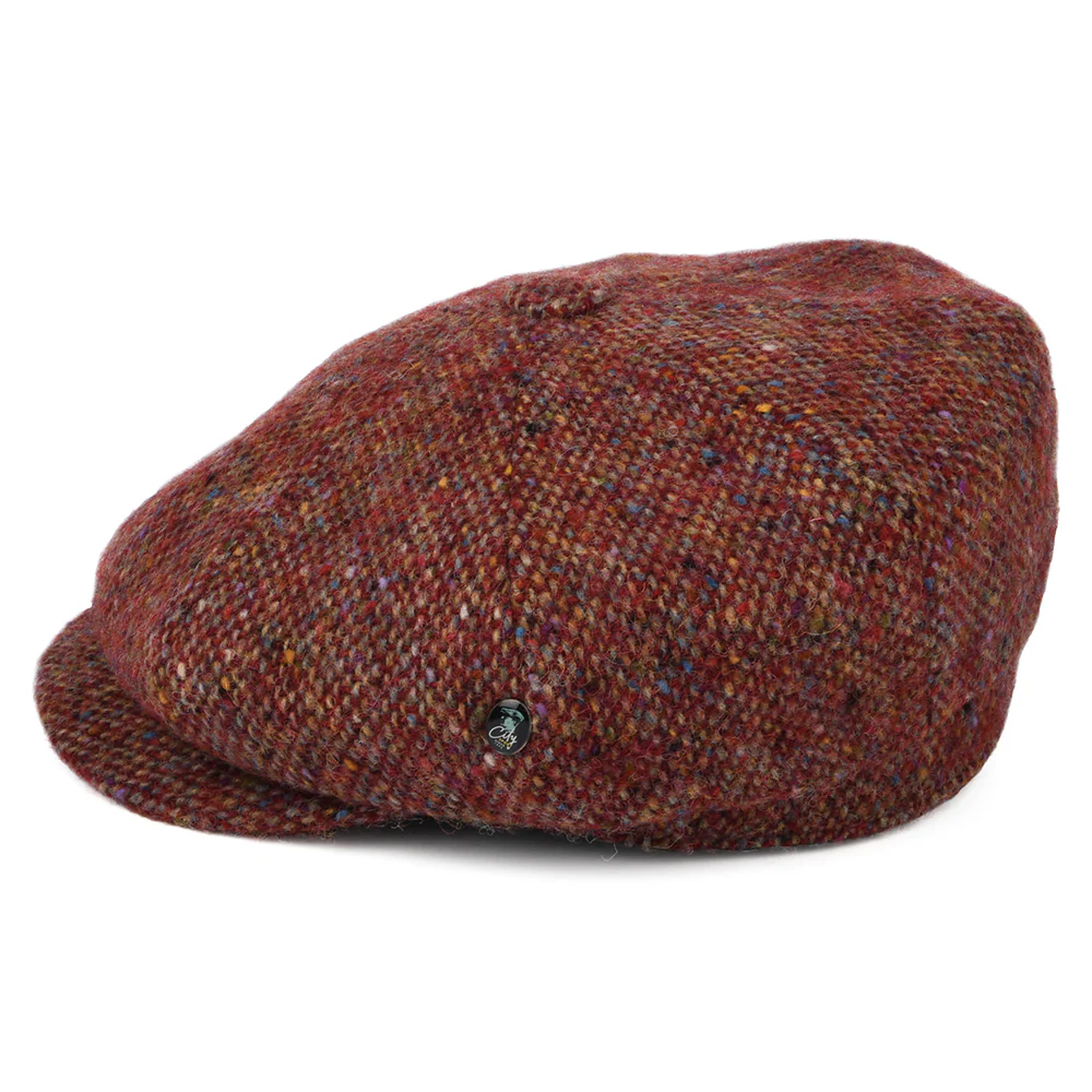 City Sport Deep Fit Donegal Tweed Ballonmütze aus Marl Tweed - Weinrot-Multi - Image 3