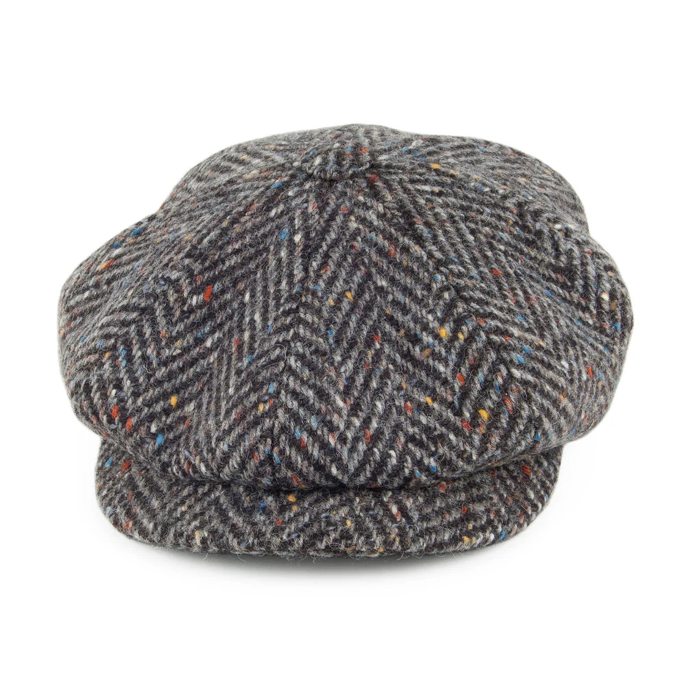 City Sport Donegal Tweed Ballonmütze mit Fischgrätmuster - Anthrazit - Image 2
