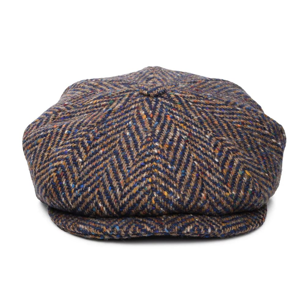 City Sport Donegal Tweed Ballonmütze mit Fischgrätmuster - Blau-Taupe - Image 2