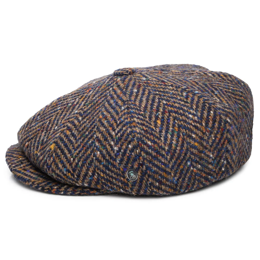 City Sport Donegal Tweed Ballonmütze mit Fischgrätmuster - Blau-Taupe - Image 3
