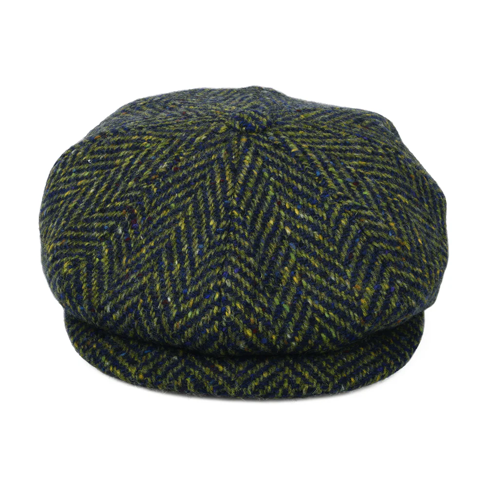 City Sport Donegal Tweed Ballonmütze mit Fischgrätmuster - Olivgrün-Blau - Image 2