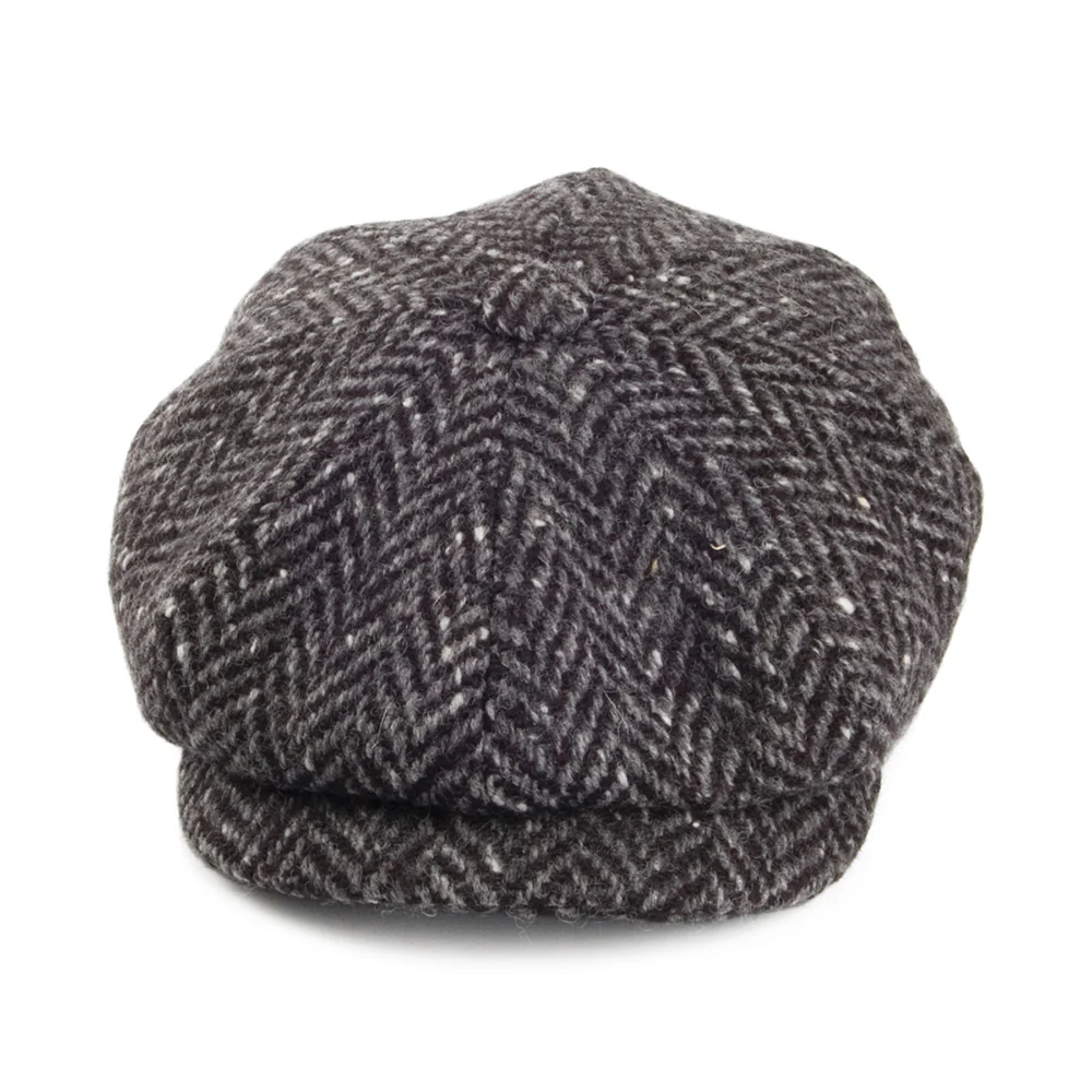City Sport Donegal Tweed Fischgrätenmuster Ballonmütze - Grau - Image 2