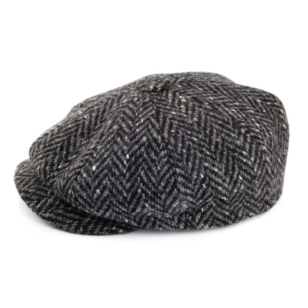 City Sport Donegal Tweed Fischgrätenmuster Ballonmütze - Grau - Image 3