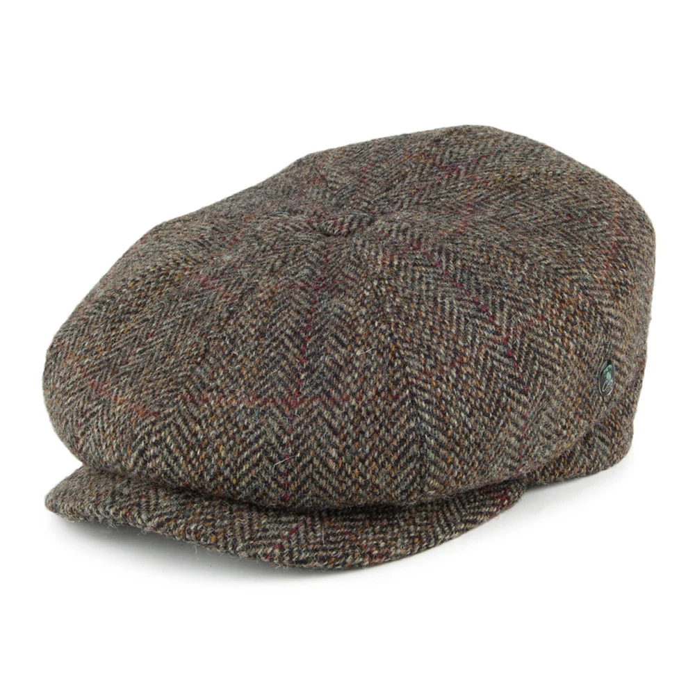 City Sport HARRIS TWEED Ballonmütze mit Fischgrätmuster - Salbeigrün