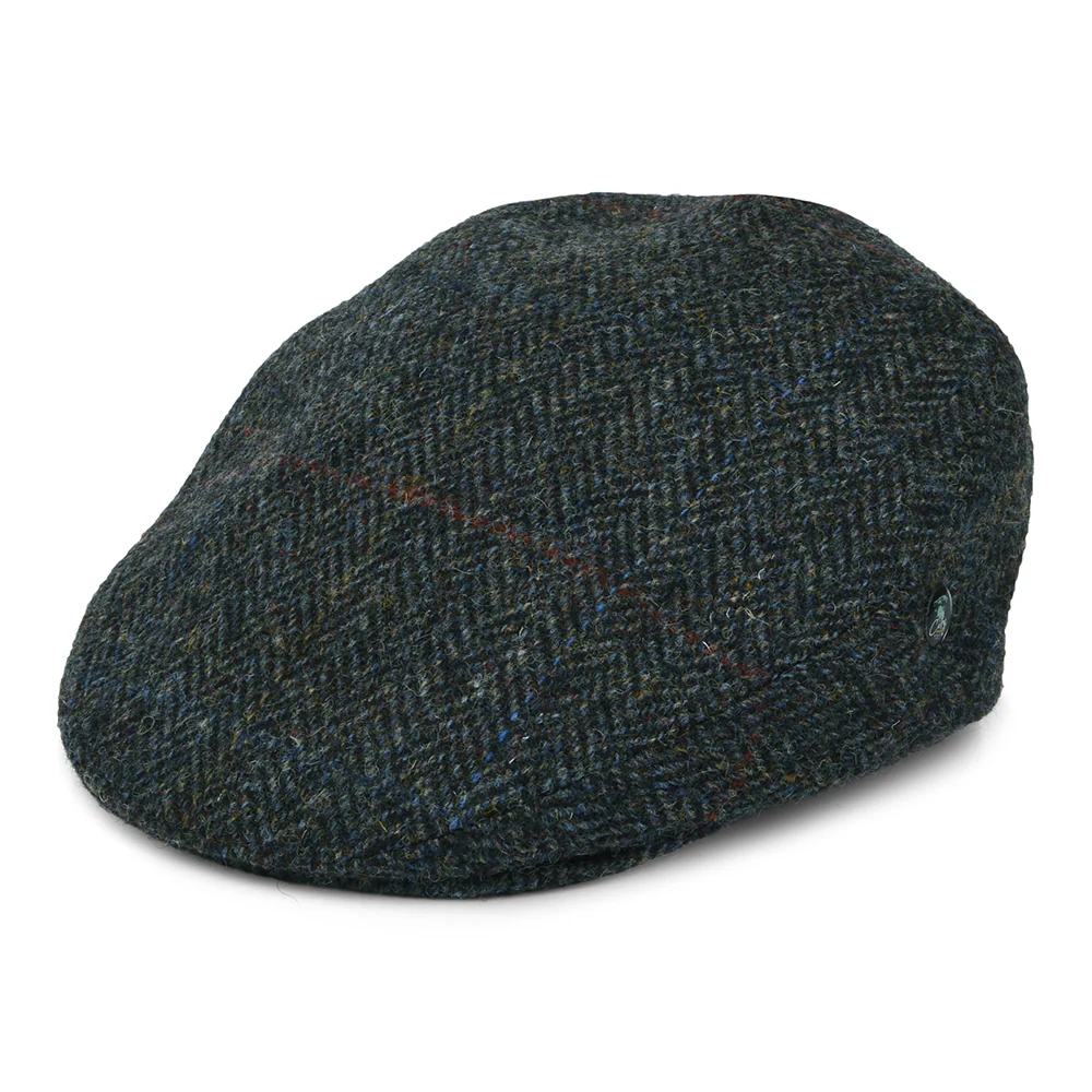 City Sport HARRIS TWEED Schiebermütze Fensterscheiben-Fischgrätmuster - Grau-Blau
