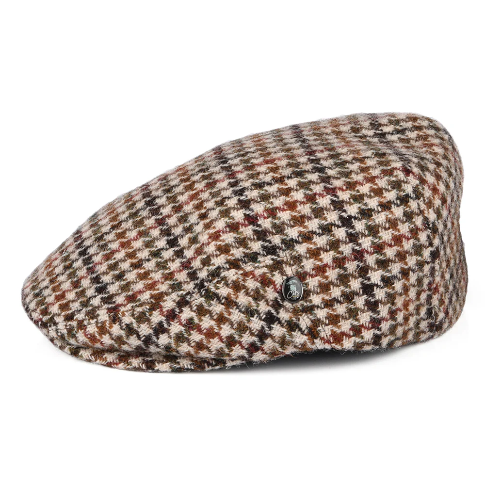 City Sport HARRIS TWEED Schiebermütze Houndstooth - Cremefarben-Olivgrün-Braun - Image 3