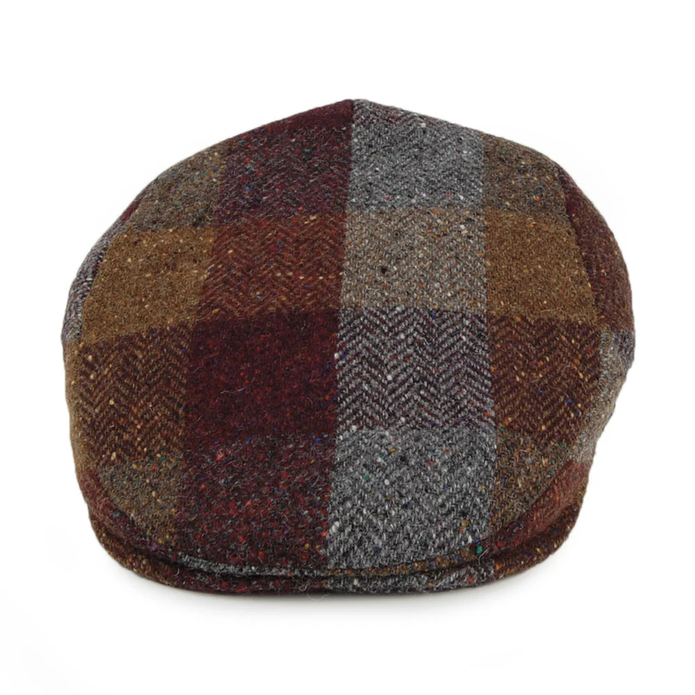 City Sport Patch Donegal Tweed Schiebermütze - Braun-Burgunderrot - Image 2