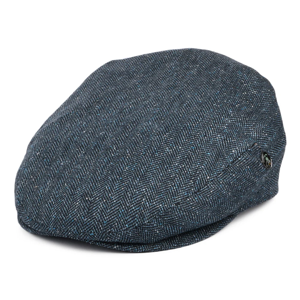 City Sport Schiebermütze Flecked Herringbone aus Seide-Baumwolle - Marineblau