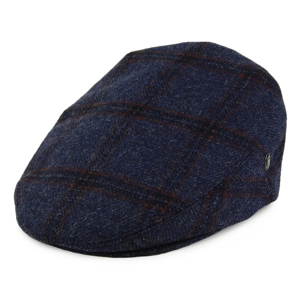 City Sport Schiebermütze Windowpane aus Schurwolle - Blau