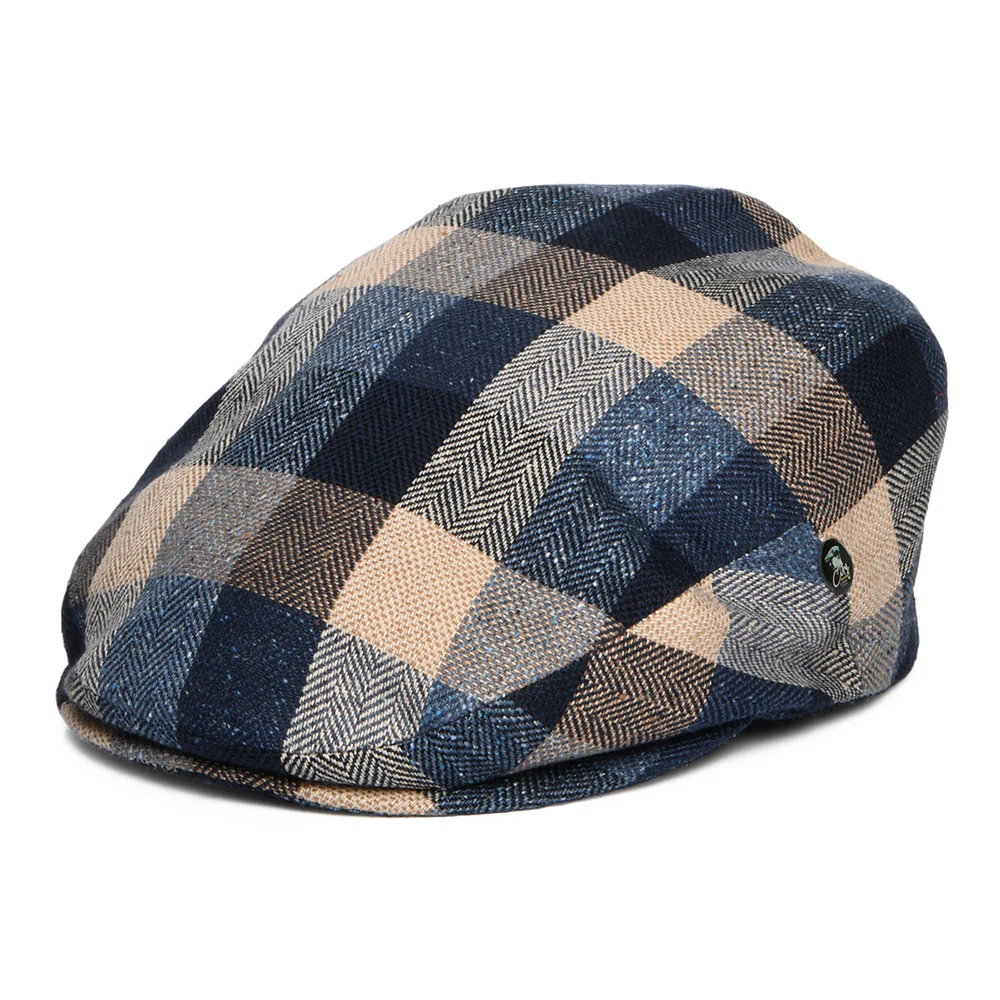 City Sport Sommer Schiebermütze Patchwork aus Seide-Baumwolle - Blau-Multi