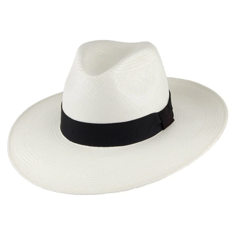 City Sport The Author mit erweiterter Krempe Panama Fedora Hut - Perlweiß