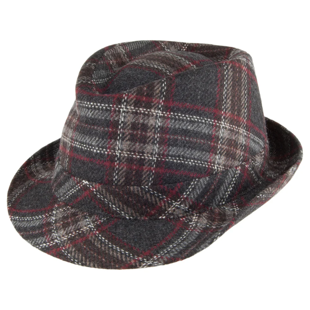 Crambes Fensterkaro-Muster Trilby Hut - Anthrazit