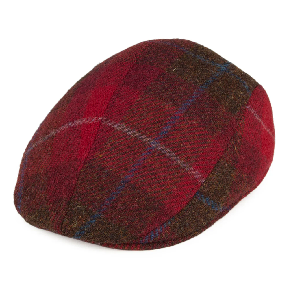 Crambes HARRIS TWEED Ascot Schiebermütze - Burgunderrot