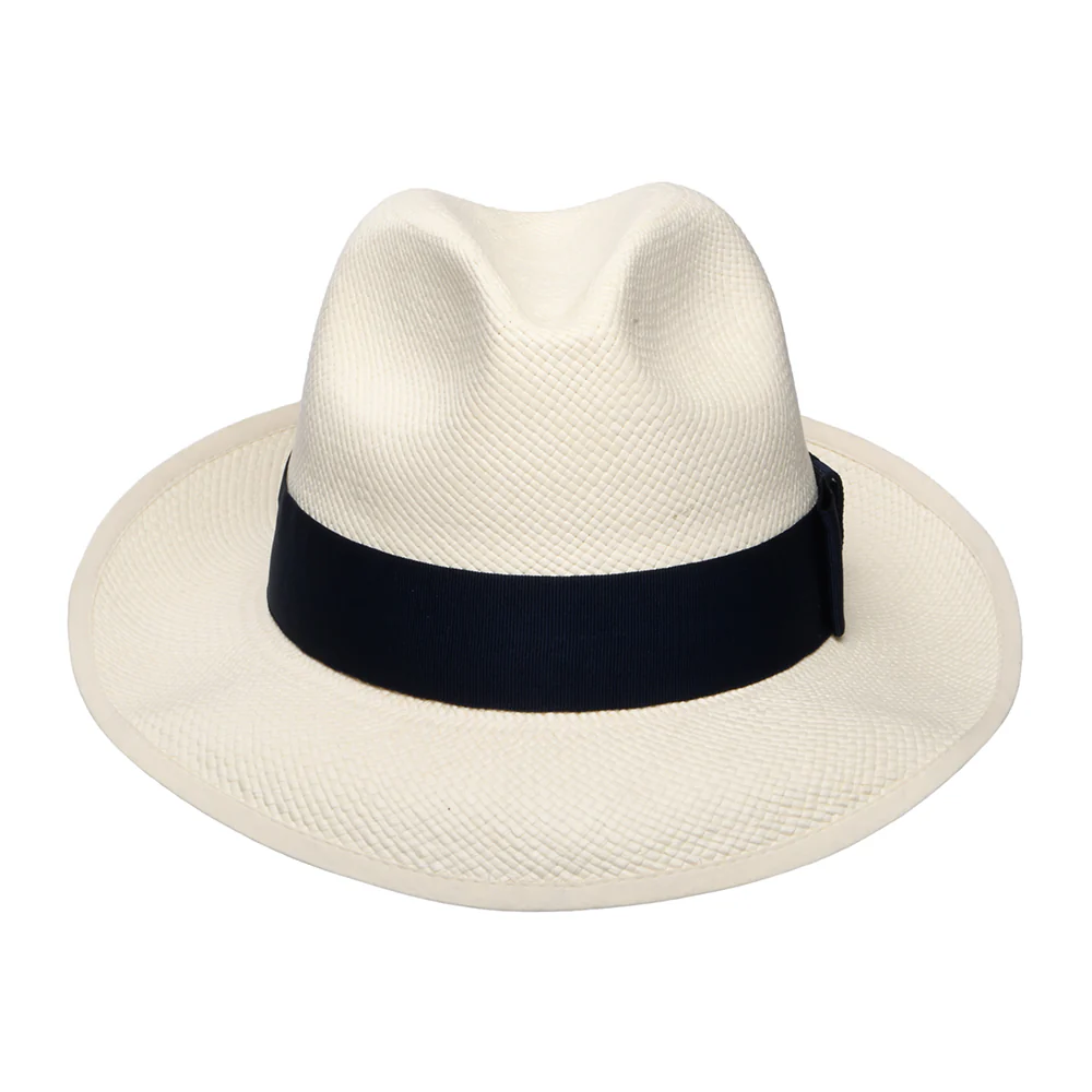 Denton Kensington Panama Fedora Hut und Marineblauem Hutband - Perlweiß - Image 2